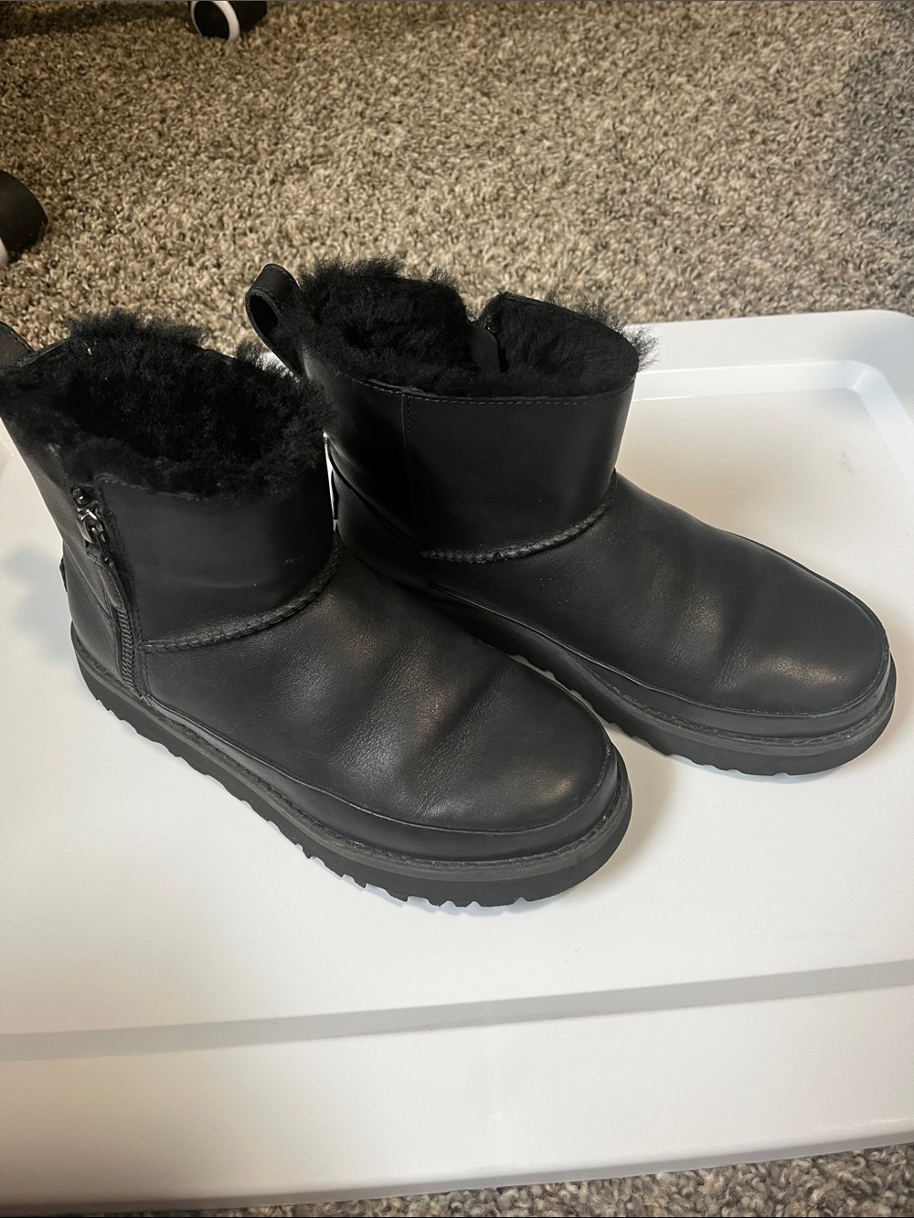 UGG Black Shearling-Lined Ankle Booties